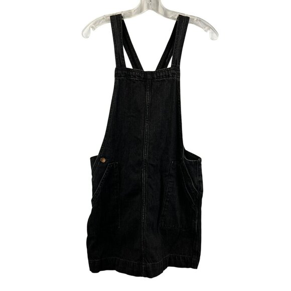 Universal Thread Denim Bib Shift Dress Faded Black Size XS Pockets - Picture 1 of 8